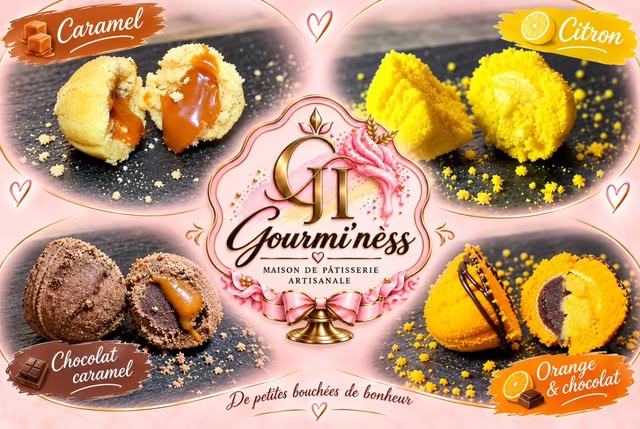 Bouchées Gourmi’ness : caramel, citron, chocolat caramel, orange et chocolat